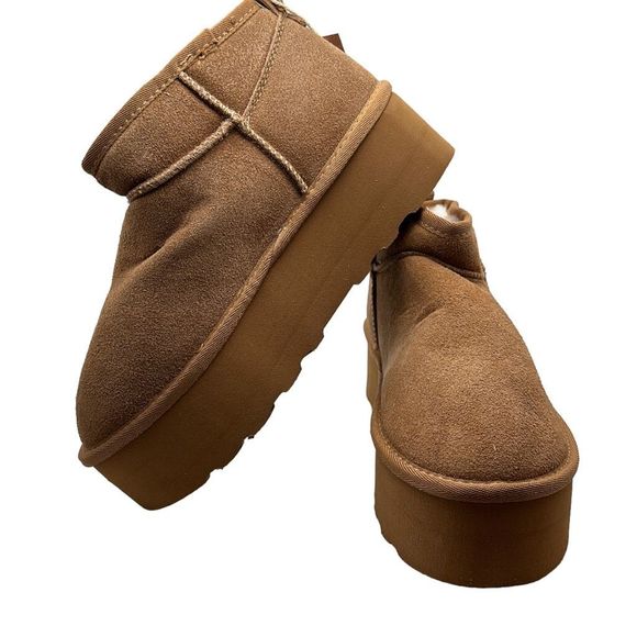 CUSHIONAIRE Women's Genuine Suede pull on platform boot 8 CHESTNUT - Picture 7 of 7